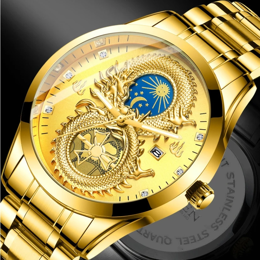 

Часы мужские, спортивные, с автоматическим календарем, черные, с кожаным ремешком, 2021