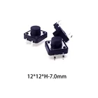 2050100 шт.партия, 12*12*7,0 мм, круглая головка, 4P, 12 В, 0,05a, микро, тактовый сенсорный переключатель, металлический, тактильный