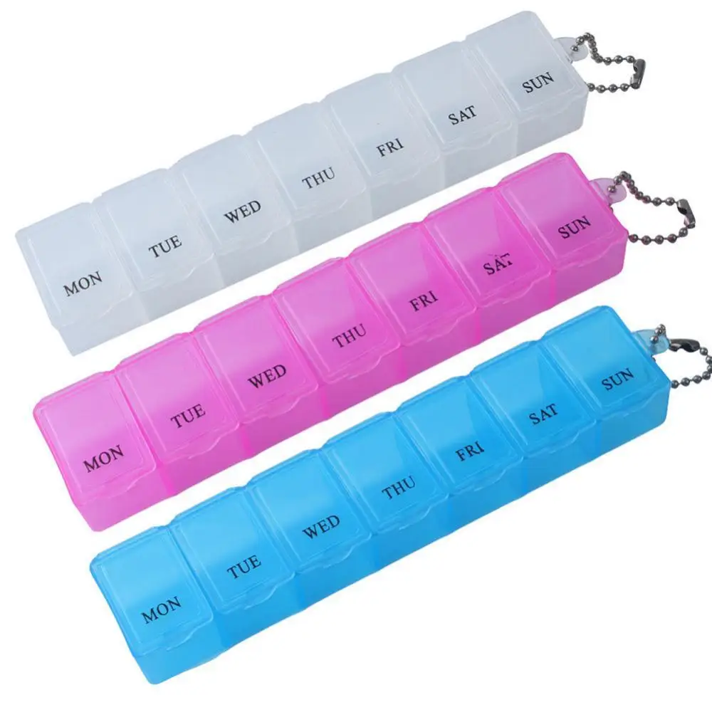 

1Pc 7 Days Pill Medicine Box Weekly Tablet Holder Storage Organizer Container Case Pill Box Splitters 3 Colors