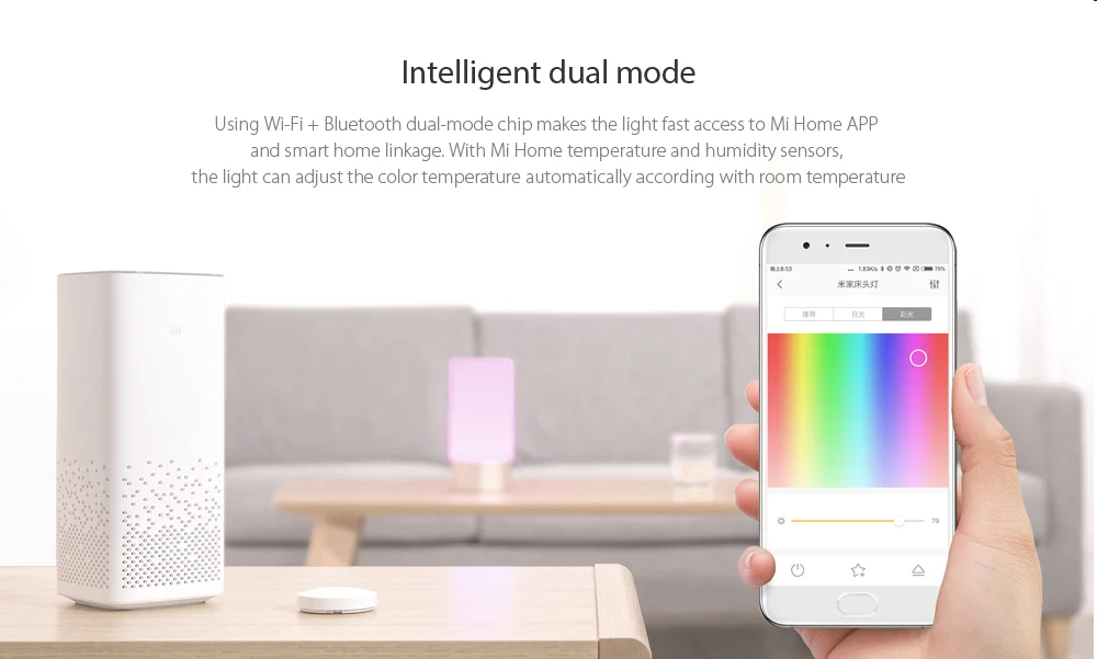Xiaomi Mijia светодиодный прикроватный светильник 16 миллионов цветов, умный сценический Настольный светильник, Wi-Fi, Bluetooth, подключение, приложение, дистанционное управление