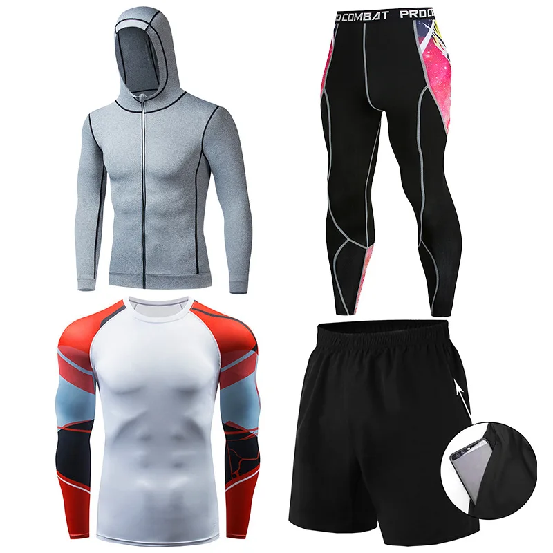 

New Dry Fit Men Training Sportswear Set Gym Fitness Compression Sport Suit Jogging Tight Sports Wear Clothes 3XL Oversized Male