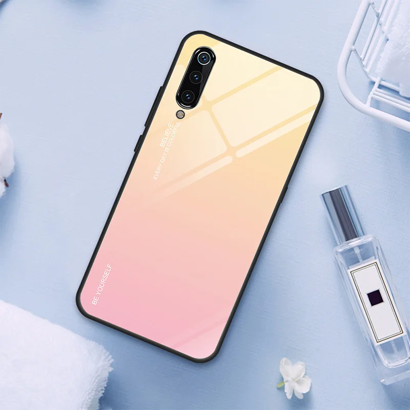 01 Чехол из закаленного стекла для Xiaomi Redmi Note 7 6 K20 Pro, разноцветный глянцевый чехол с градиентом для Redmi 7 6A 6 Pro 5 Plus - Цвет: 01