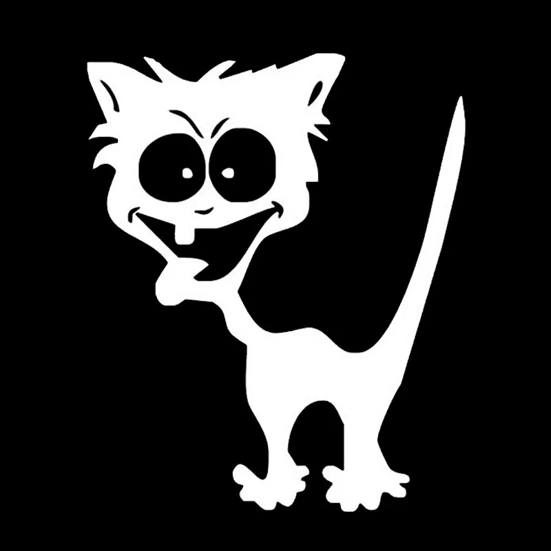 

Car Sticker Crazy Pet Cat PVC Decal Funny Cute Car Sculpture Truck Decorative Sticker Black/Silver 12.7* 15.2cm
