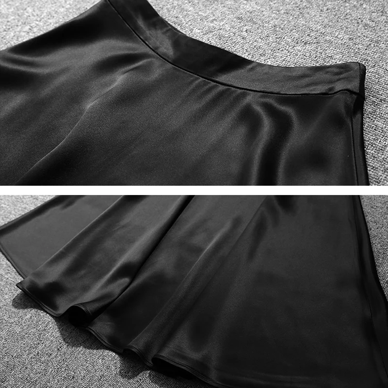 

LUXURY Women Silky Satin Pleated Maxi Skirt French Elegant Acetate Black Dress Umbrella Saia Plissada Mujer OL Stylish Garment