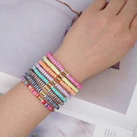 boho handmade polymer clay bracelet for female summer heishi disc beaded braclets women 2021 fashion jewelry