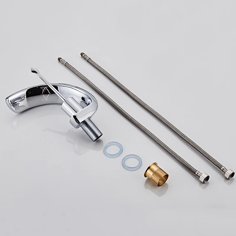 

QUANXUNHE Basin Faucet Cold&Hot Waterfall Contemporary Chrome Brass Bathroom Sink Basin Mixer Deck Mounted Waterfall Tap