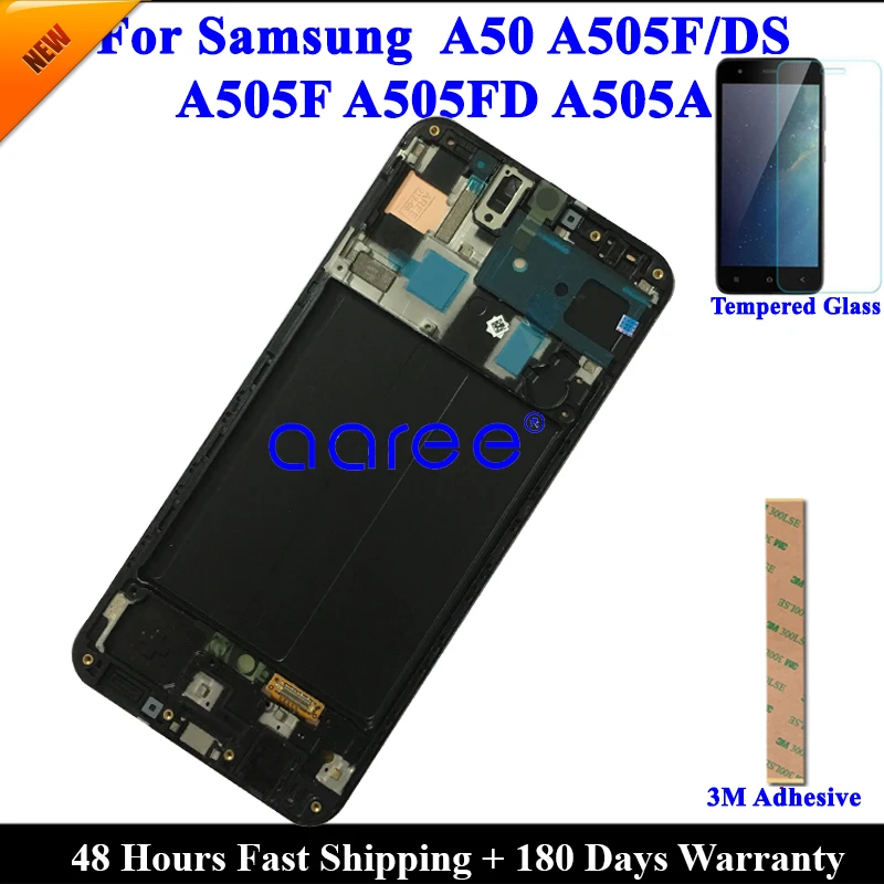 Pantalla LCD Super AMOLED para tel&eacute;fono Samsung A50 2019 A505, pantallas originales para ensamblaje, digitalizador t&aacute;ctil para modelos Samsung A50 A505-1