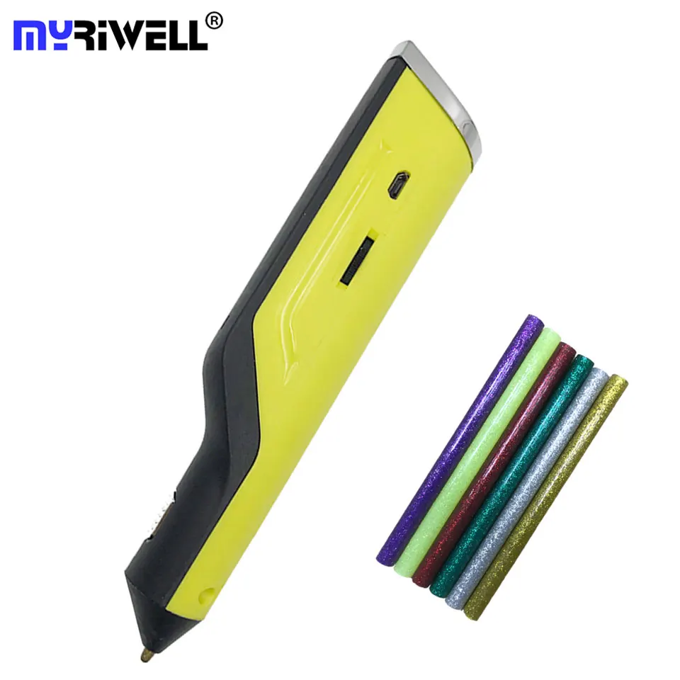 3d ручка Myriwell с термоплавким покрытием сменный клеевой пистолет для рисования волшебная печать 3 D USB зарядка