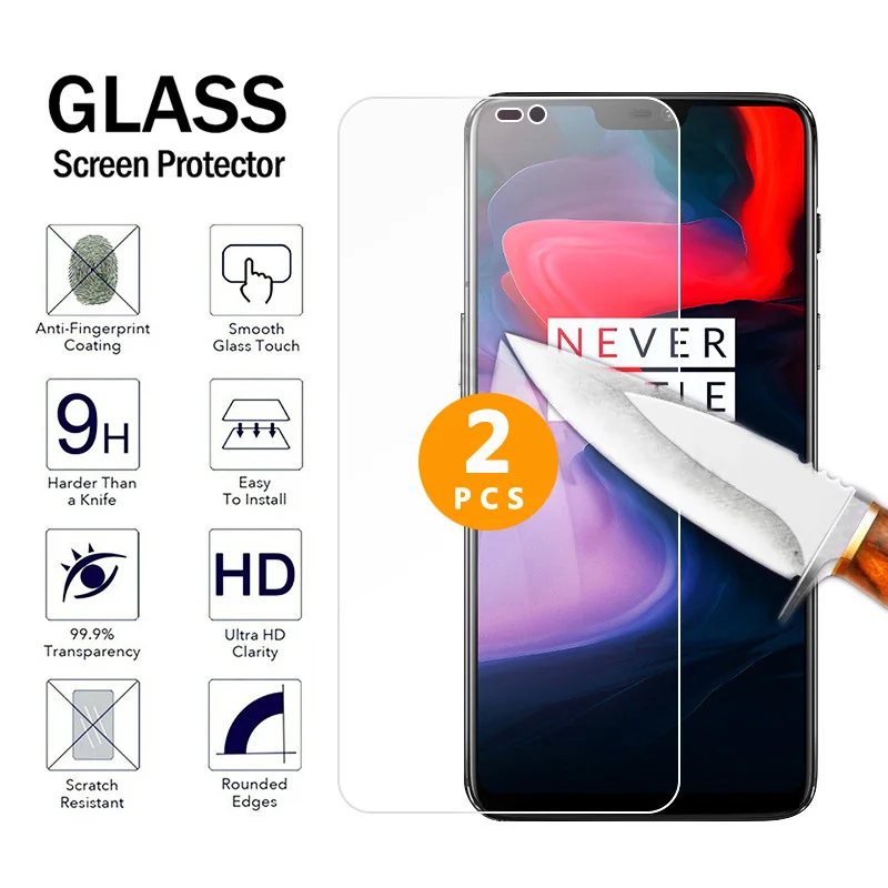 2PCS Tempered Glass Screen Protector For OnePlus 1 2 7 7T 6T 6 5 1+7 1+6 Two Toughened Explsion Proof Protective Film | Мобильные