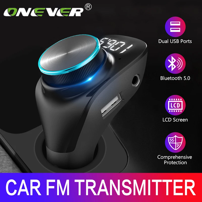 Автомобильный Fm передатчик Onever с ЖК дисплеем и mp3 плеером беспроводное зарядное