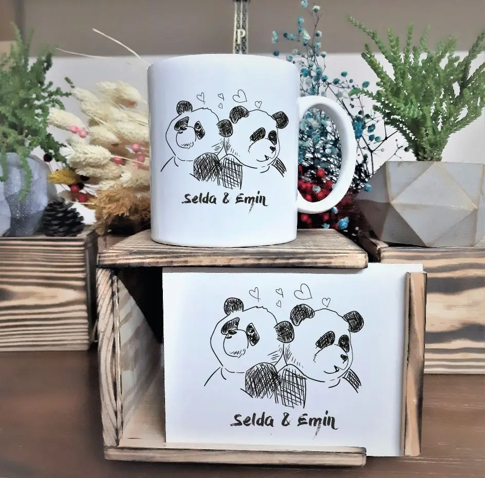 

Personalized Panda Design Wood Boxed Mug