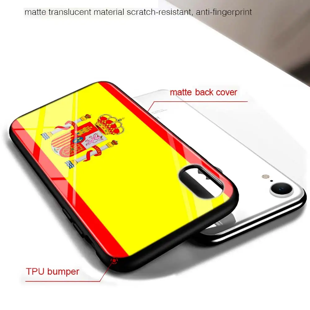 Черный чехол для iPhone 11 11Pro Max испанские национальные флаги для iPhone X XR XS Max 8 7 6 6S Plus 5S глянцевый чехол для телефона