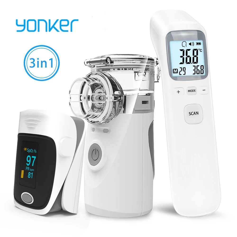 Yonker OLED пальцевой Пульсоксиметр и ручной ингалятор для астмы ингалятор и детский инфракрасный термометр семейный подарок для здоровья