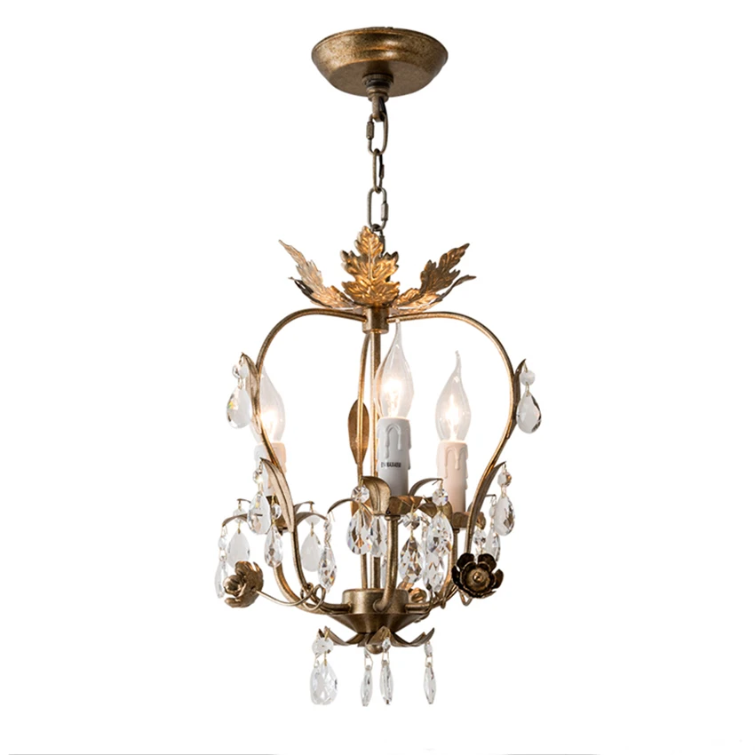 Фото Хрустальная лампа в американском стиле из бронзы подвеска форме подсвечника