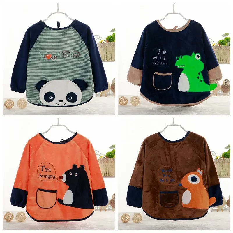 

Waterproof Full Sleeve Bibs Children Apron Long Sleeve Feeding Bibs Kids Eating Breastplate Kid Baby Cloth Stuff