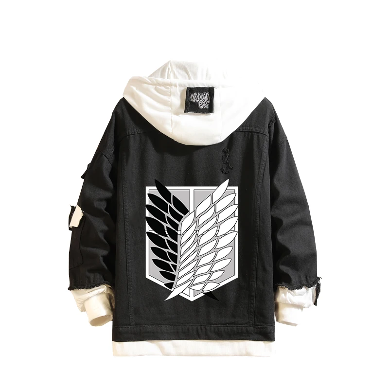 Джинсовая куртка с капюшоном атака на Титанов модель 2021 года | Тематическая