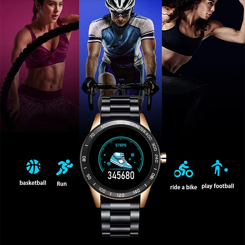 

LIGE New Watch Men Pedometer Heart Rate Blood Pressure Monitor Waterproof Steel Belt Watches For Men Sport Multifunction Mode