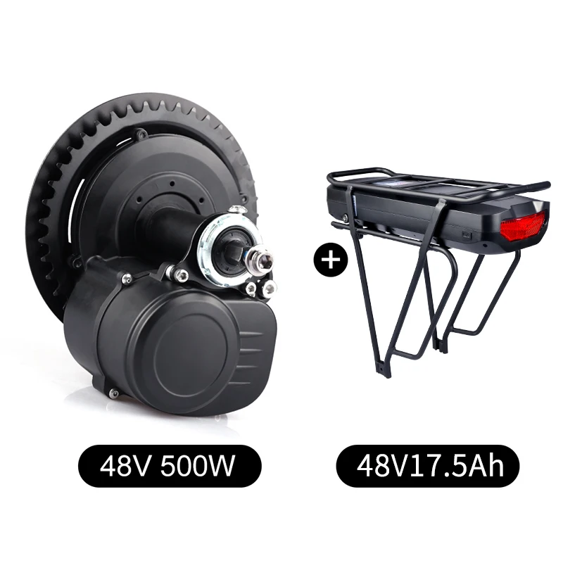 DIY электрический велосипед 48 в 500 Вт 36 В 350 Вт 250 Вт Tongsheng tsdz2 Mid Drive двигатель конверсионный комплект велосипедный двигатель Датчик крутящего момента с батареей - Цвет: 500W 17.5AH BATTERY