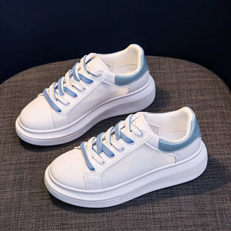 

Women Sneakers 2021 Fashion Breathble Vulcanized Shoes Women Pu Leather Platform Shoes Women Lace Up Casual Shoes White New Hot