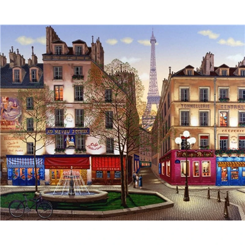 

DIY Painting By Numbers City Square Kit Oil Picture By Numbers Landscape Wall Art Acrylic Paintings On Canvas Home Decoration