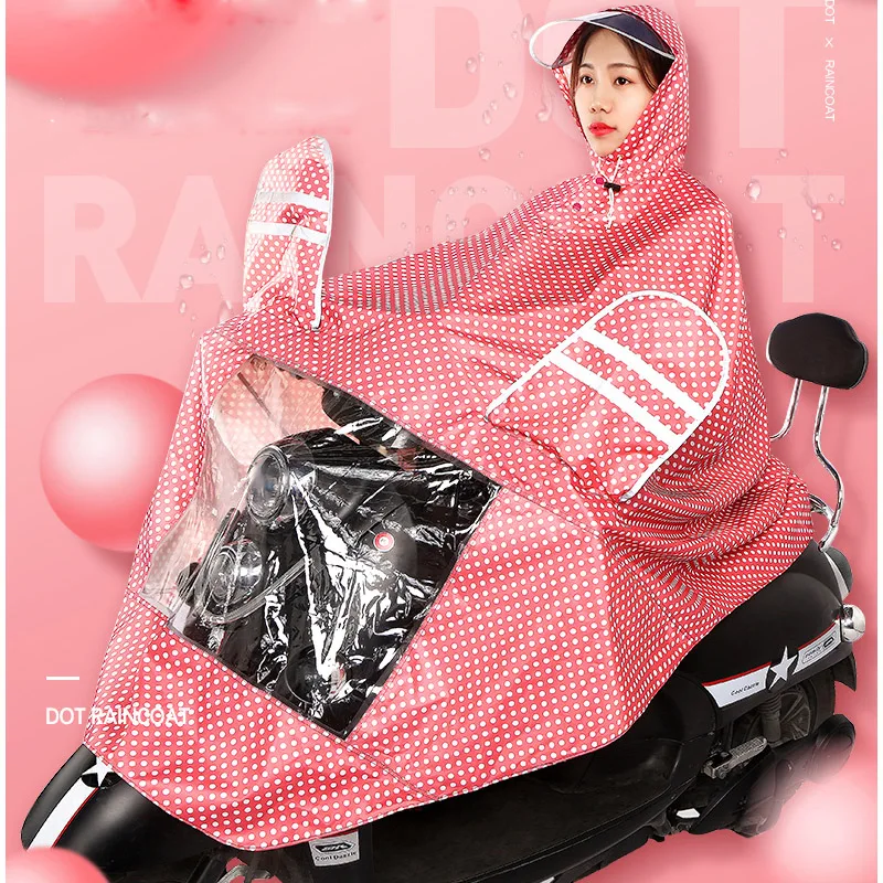 

Paradise Battery Car Motorcycle Poncho Safe Dot Reflection Oxford Jacquard Fabric Raincoat Female Single Cyclist More Thickness