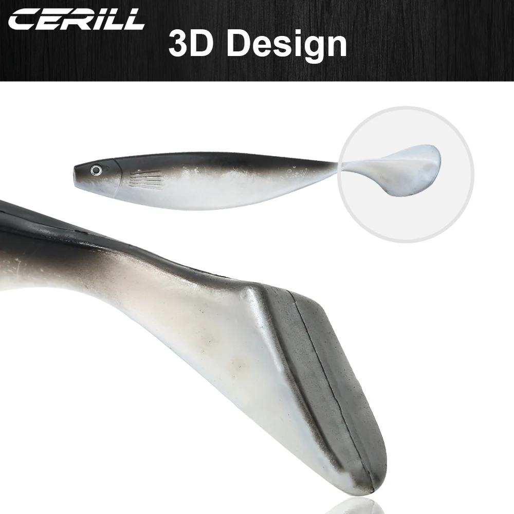 Cerill 1 PC 235mm 70g Soft Fishing Lure Vivid T Tailed Silicone Fishing Bait Swimming Paddle Tail Pike Bass Saltwater Swimbait