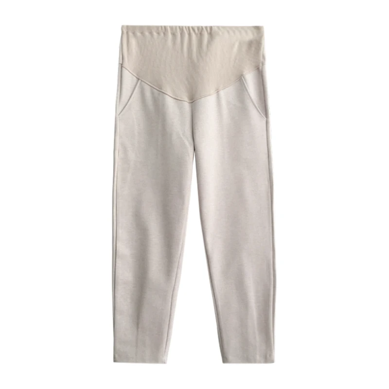 Эластичные брюки полной длины для беременных с защитой живота осенне-зимняя