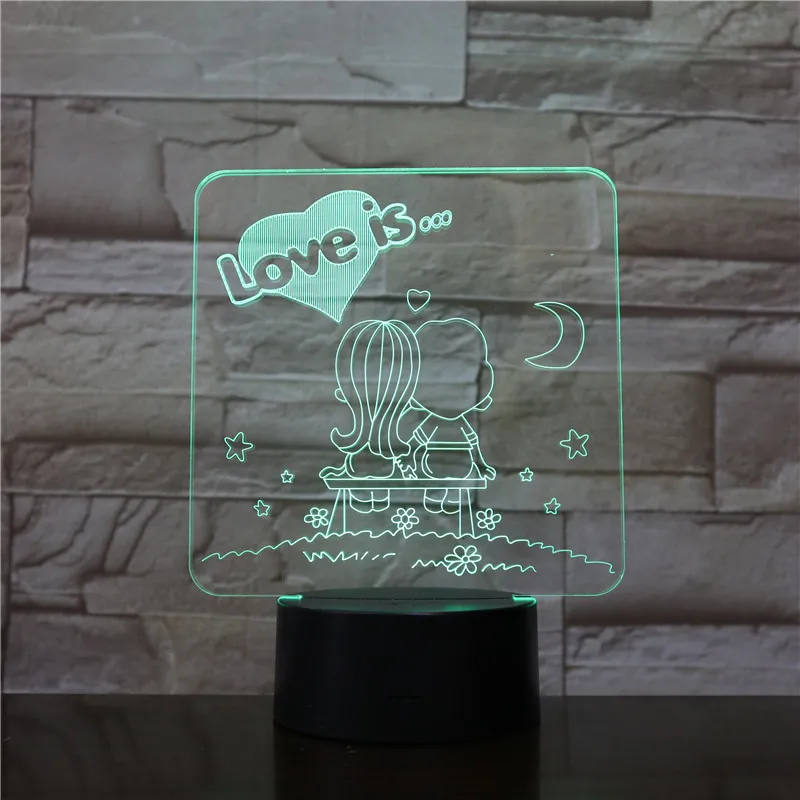 

Cartoon lovers 3D Night Light LED 7 Colors USB 3D Illusion Table Lamp For Home Decorative Wedding Party Decor Best Gift 1834