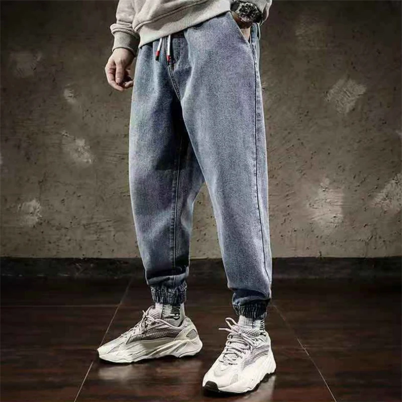 Harem Jeans Men Pants Trendy Male Streetwear Jogging Pants Outdoor Loose Trousers Casual Comfort Washed Denim Jeans 2021 New