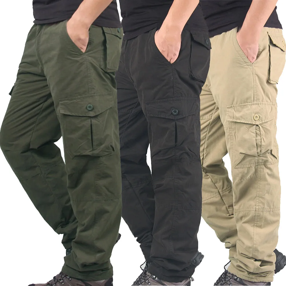 

Hot Men Working Winter Warm Thermal Fleece Lined Pants Multi-Pockets Thick Loose Trouser MVI-ing