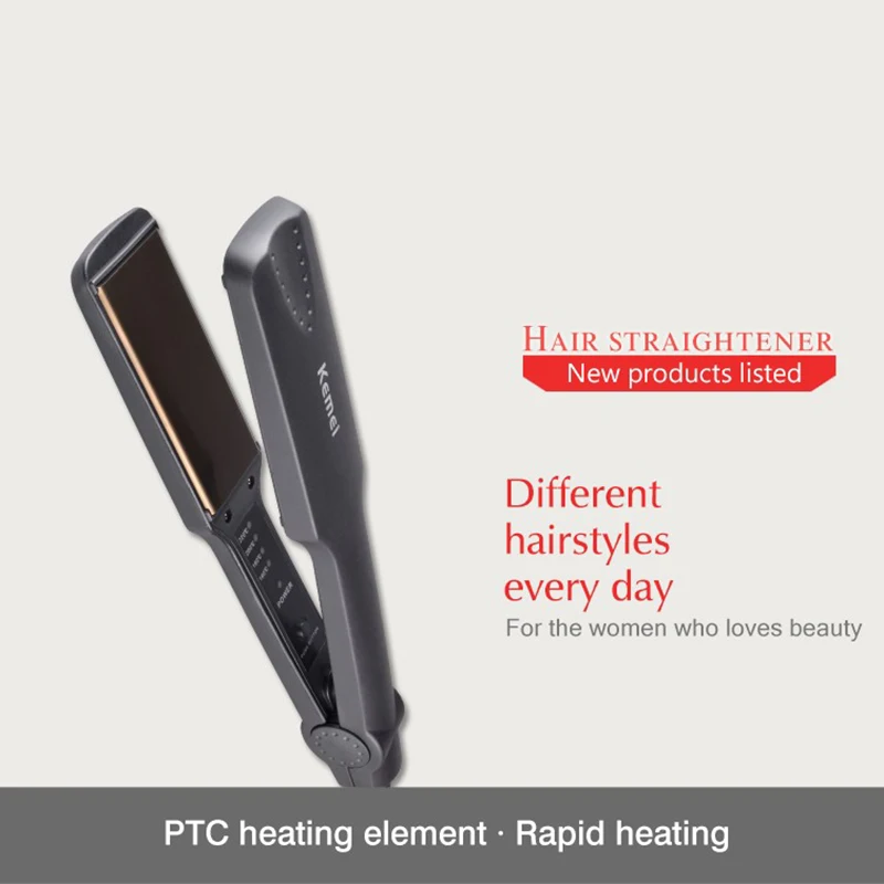 

Kemei Professional Hair Straightener Titanium Flat Iron 160220 Adjustable Temperature Suitable for All Hair Types 3D Floating