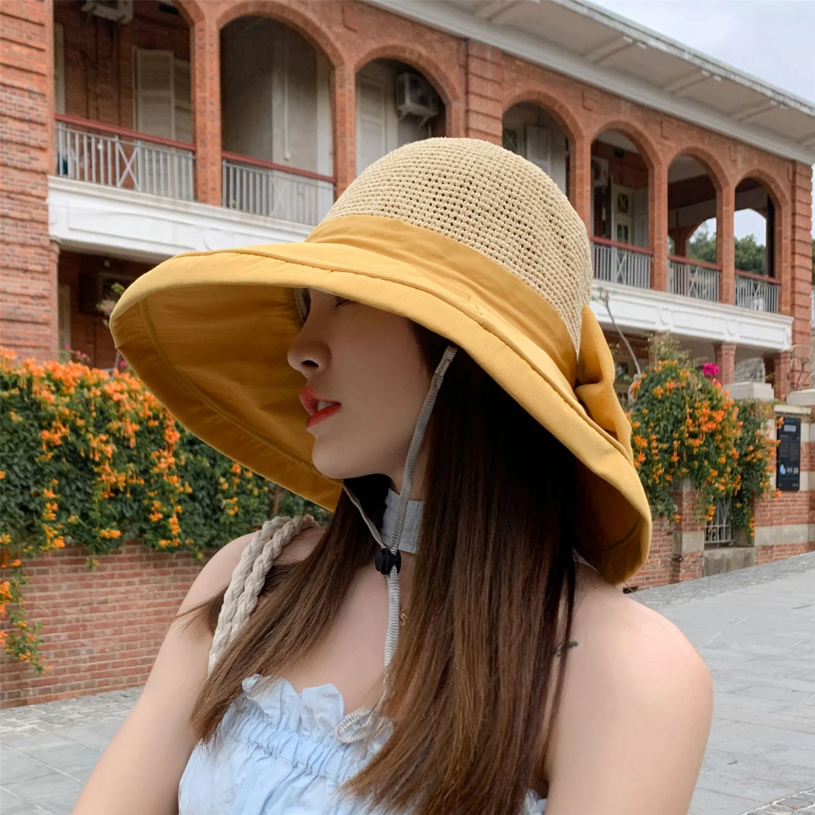 

Sun Hats Foldable Big Eaves Sunscreen Temperament Fisherman Hat for Women Spring and Summer LXH