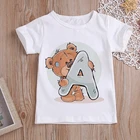 Детская футболка с милым медведем и надписью, для дня рождения, футболка для девочек, для мальчиков От 1 до 9 лет, летняя, 2021, праздничная одежда, футболки, Топ