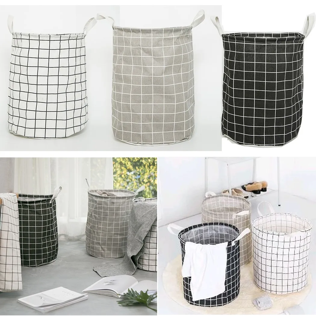 

33*43cm Laundry Storage Bucket Clothes Storage Basket Cotton Linen Foldable Practical Toys