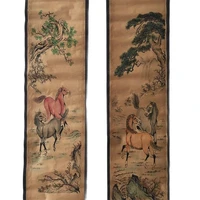china celebrity painting old scrolls four screen decorate eight horses painting