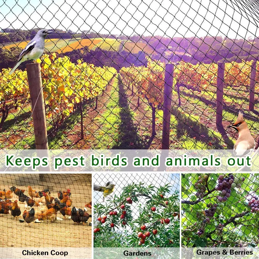 

24-Strands Heavy Anti Bird Netting Deer fence Garden fence and Crops Protective Fencing Mesh Anti Bird Deer Cat Dog Chicken Net