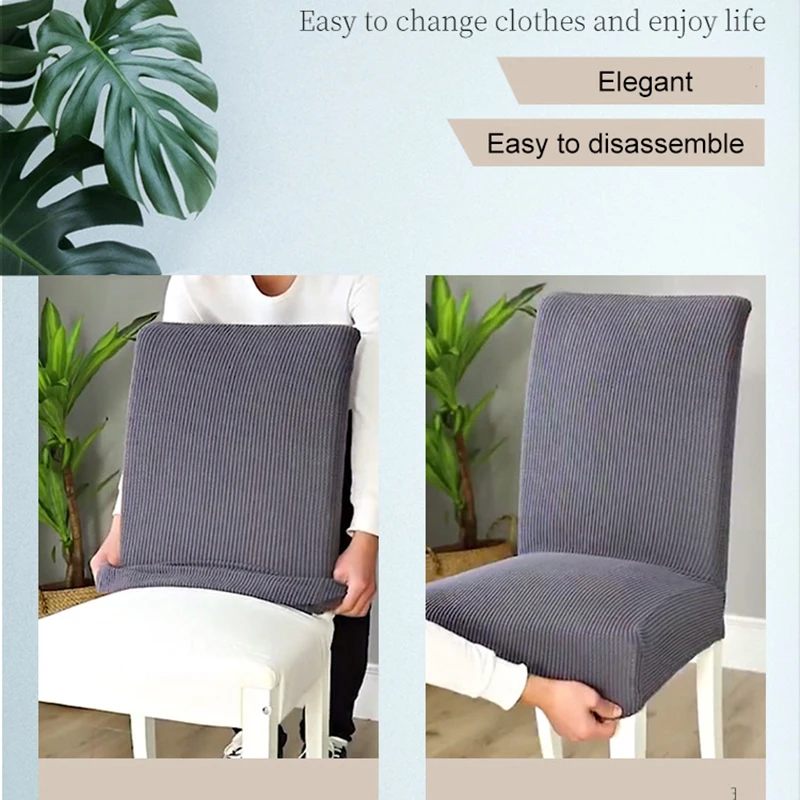 

Chair Covers Solid Color Plaid Anti-dirty Removable Armchair Cushion Cover Thick For Home Kitchen Living Room Banquet 1/2/4/6Pcs