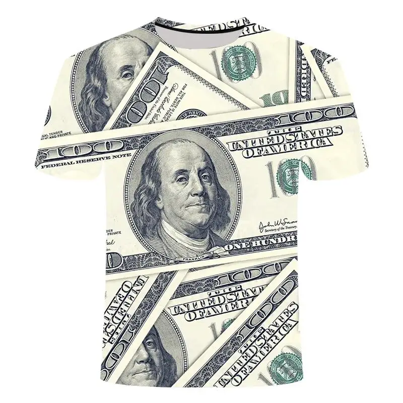 Новинка 2020 забавные Мужская 3D футболка футболки для денег в долларах