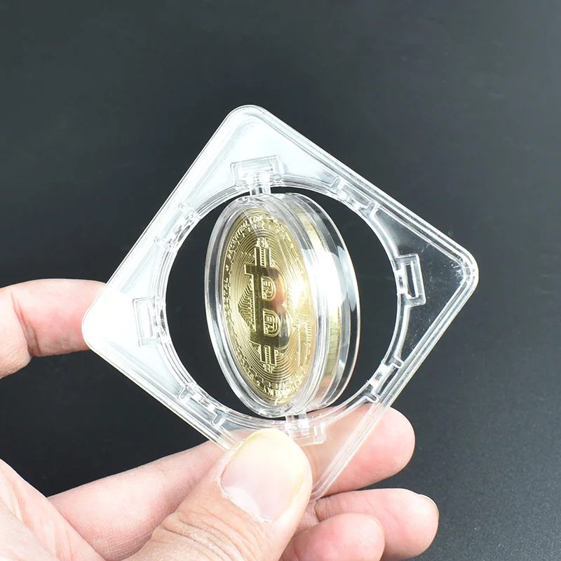 40mm Gold Bitcoin Coin with Spin rotatory showing Case Litecoin Eth XRP Cryptocurrency Metal coin For collection | Дом и сад