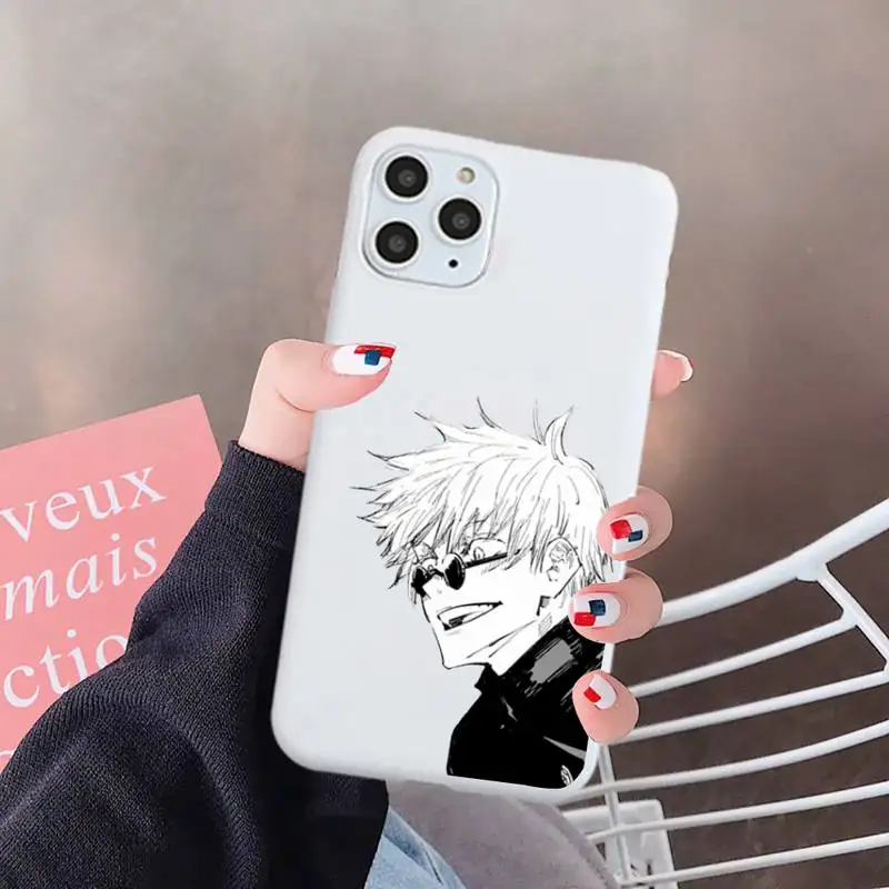 

Jujutsu Kaisen Phone Case White Candy Color for iPhone 6 7 8 11 12 s mini pro X XS XR MAX Plus