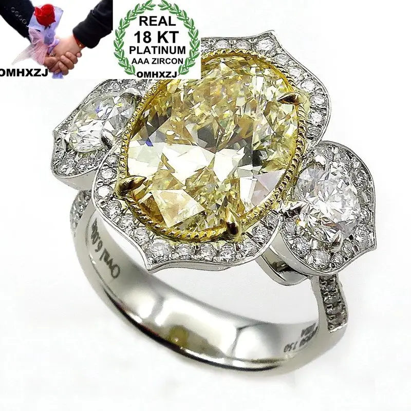 

OMHXZJ Wholesale European Fashion Woman Man Party Wedding Gift White Yellow AAA Zircon 18KT White Gold Yellow Gold Ring RR603