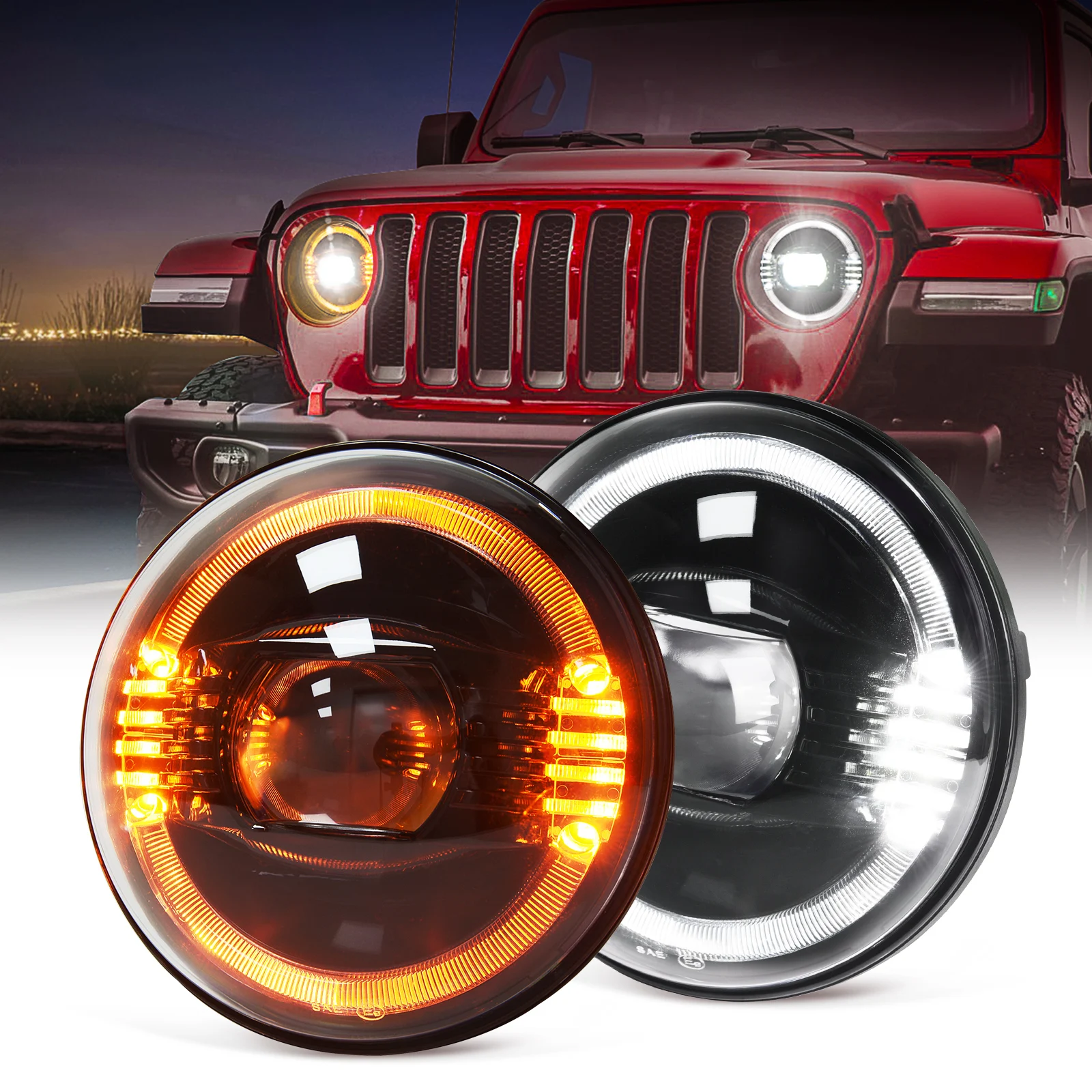 MICTUNING 7 дюймовая 100 Вт светодиодная фара дальнего света с DRL дневные ходовые огни