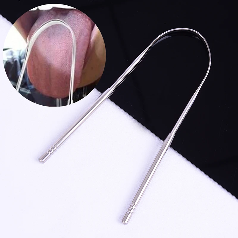 

Stainless Steel Tongue Scraper Cleaner Fresh Breath Cleaning Coated Tongue Toothbrush Dental Oral Hygiene Care Tools 1pcs