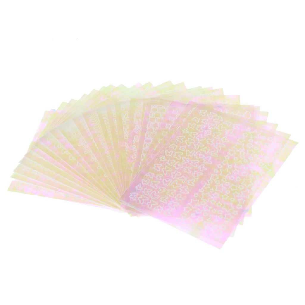 

24pcs Different Designs Cute Nail Art Decal Hollow Stickers Stencils Sheets