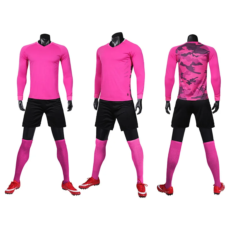 Мужской Розовый футбольный костюм с длинным рукавом зеленая Футбольная форма