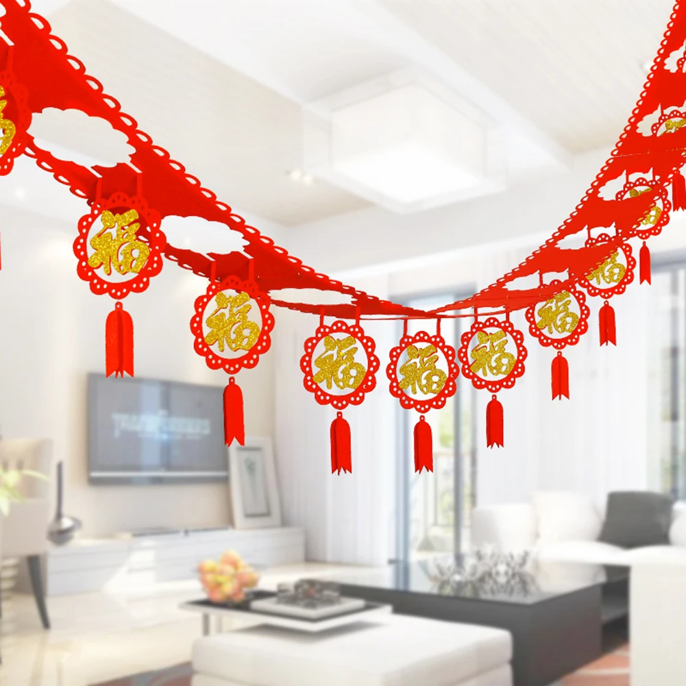 

4 Sets Fu Character Hanging Garland Spring Festival Decoration Good Luck Hanging Decor 2020