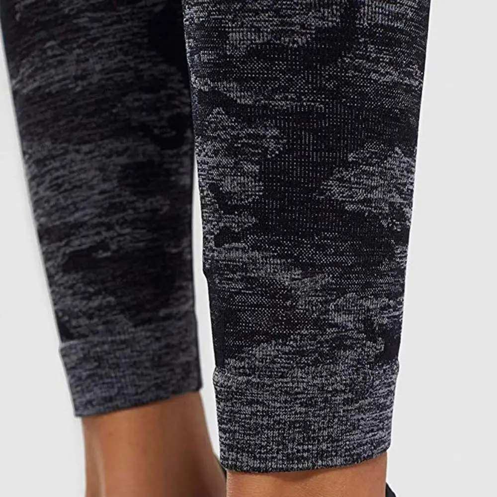 Камуфляжные бесшовные леггинсы с высокой талией штаны для йоги тренировок