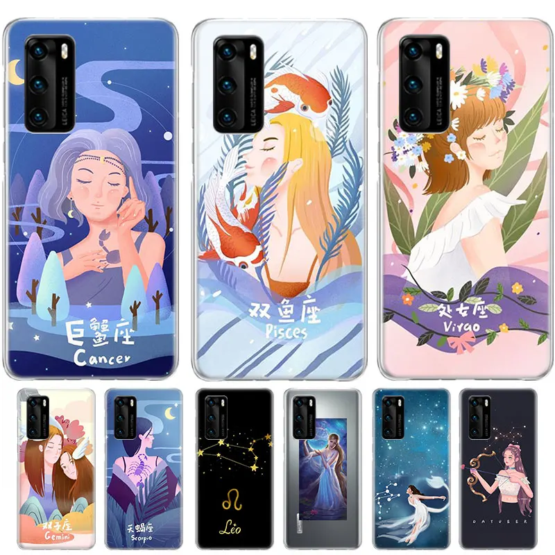 

Twelve constellations Case For Huawei Honor 50 50 Pro X20 SE 10 9 lite 8X 8S P Smart Z 2021 2020 2019 2018 Plus + Cover Coque