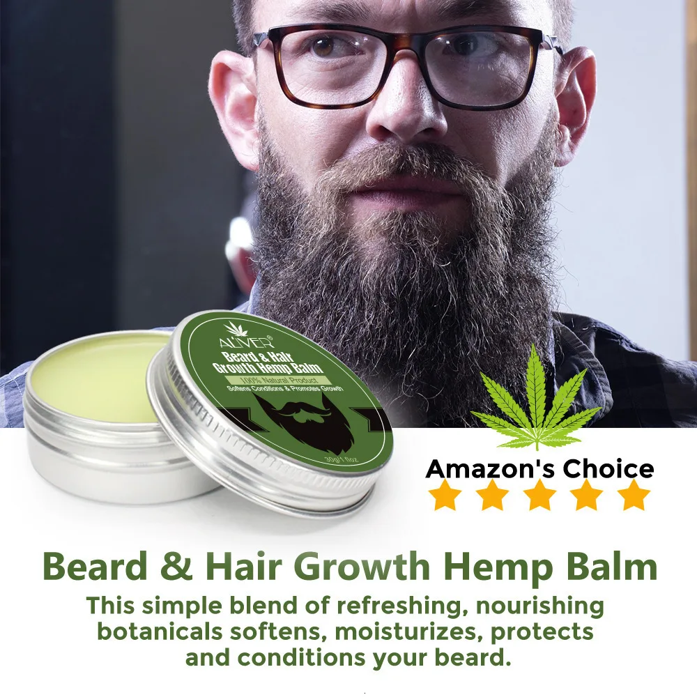 Men Organic Beard Hemp Cbd Oil Balm Moustache Wax Styling Beeswax Moisturizing Smoothing Gentlemen Beard Care Natural Hemp Balm