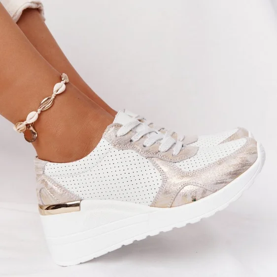 

Brand Design 2021 New Women Casual Shoes Height Increasing Sport Wedge Shoes Air Cushion Comfortable Sneakers